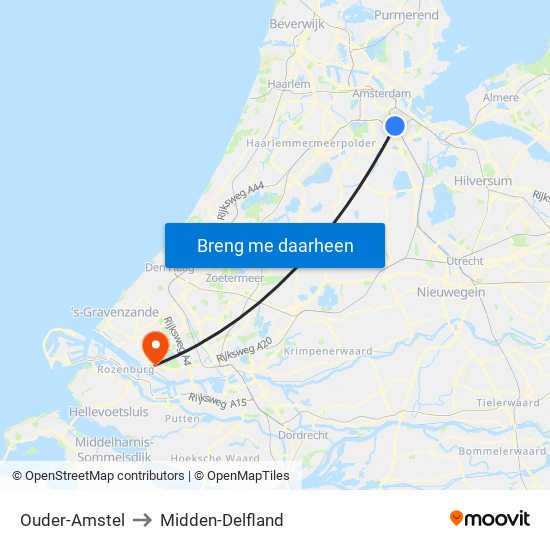 Ouder-Amstel to Midden-Delfland map