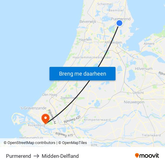 Purmerend to Midden-Delfland map