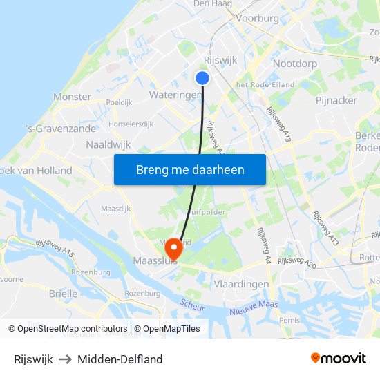 Rijswijk to Midden-Delfland map
