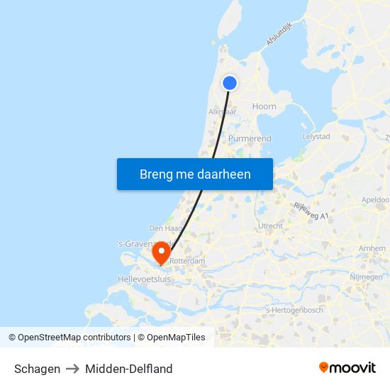 Schagen to Midden-Delfland map