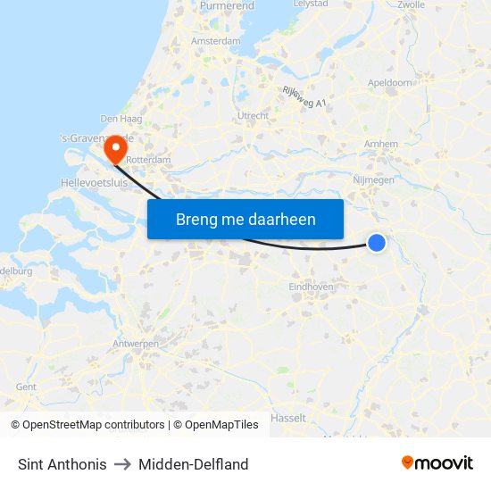 Sint Anthonis to Midden-Delfland map