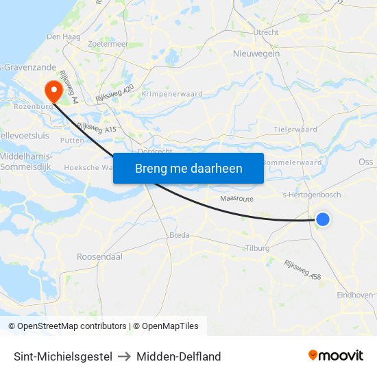 Sint-Michielsgestel to Midden-Delfland map