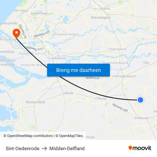 Sint-Oedenrode to Midden-Delfland map