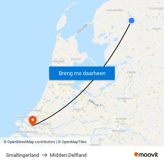 Smallingerland to Midden-Delfland map