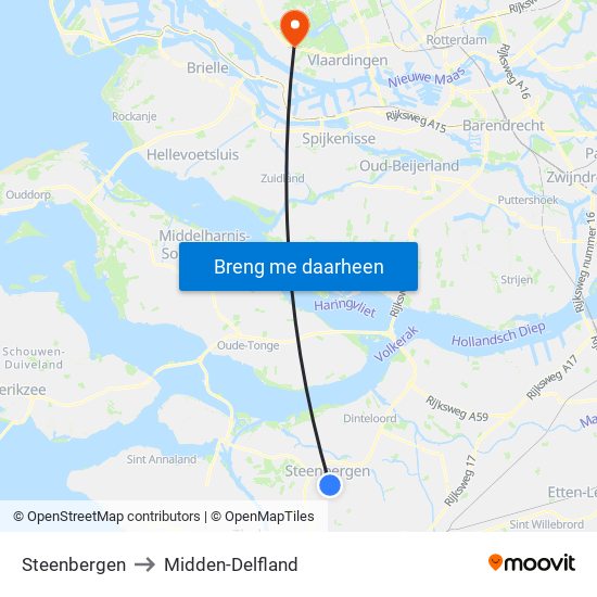 Steenbergen to Midden-Delfland map