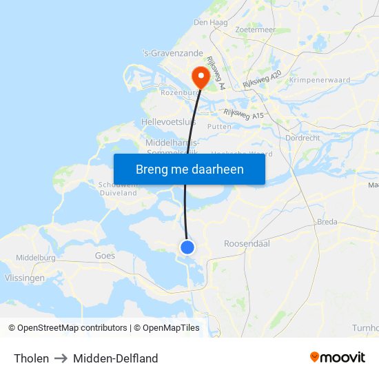 Tholen to Midden-Delfland map