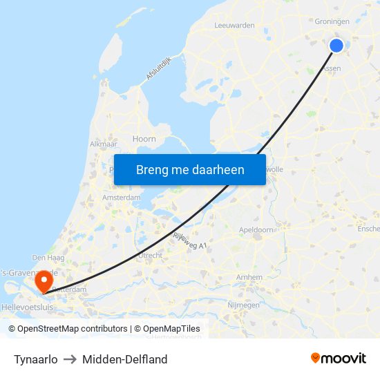 Tynaarlo to Midden-Delfland map
