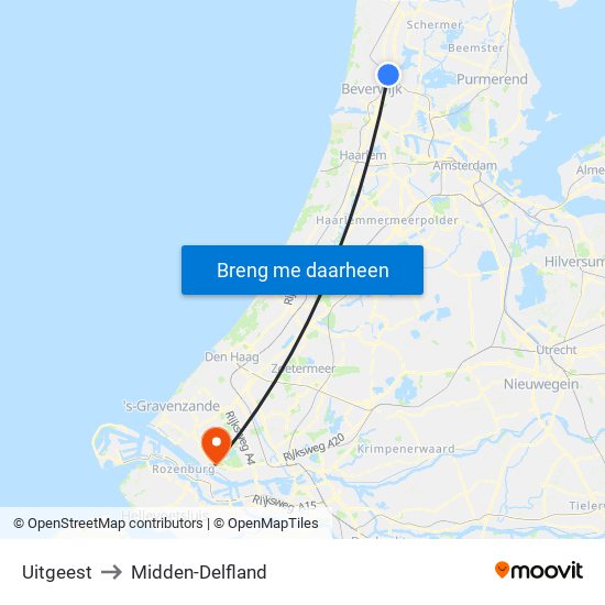 Uitgeest to Midden-Delfland map