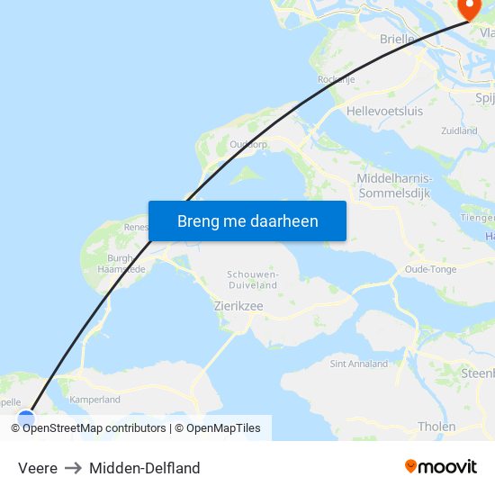 Veere to Midden-Delfland map