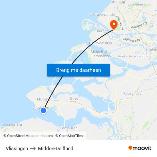Vlissingen to Midden-Delfland map