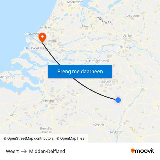Weert to Midden-Delfland map
