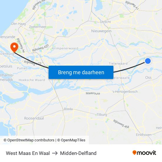 West Maas En Waal to Midden-Delfland map