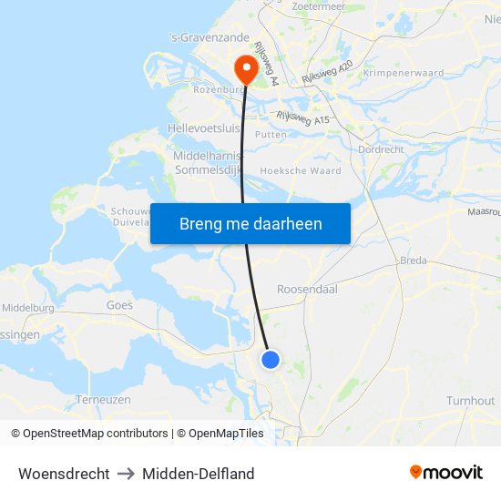 Woensdrecht to Midden-Delfland map
