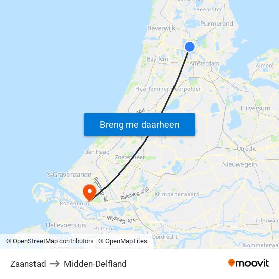 Zaanstad to Midden-Delfland map