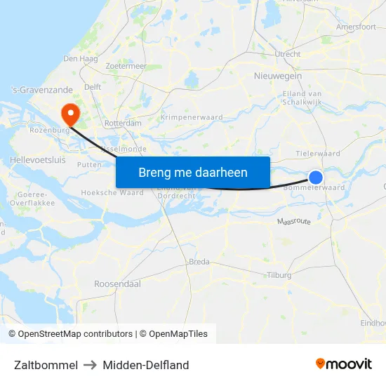 Zaltbommel to Midden-Delfland map