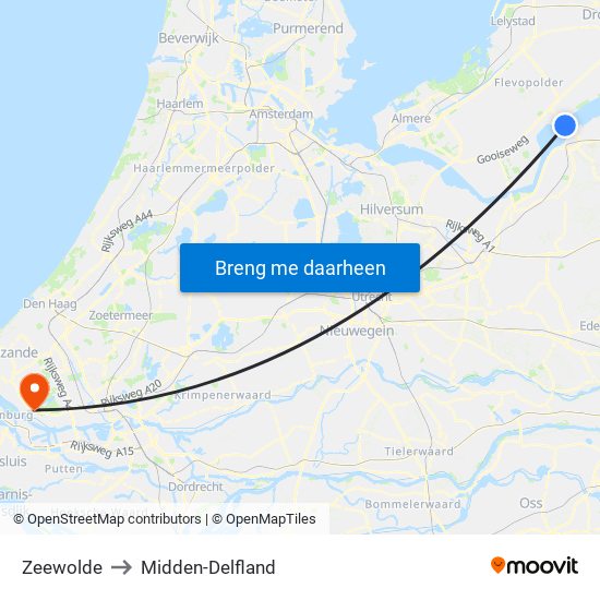Zeewolde to Midden-Delfland map