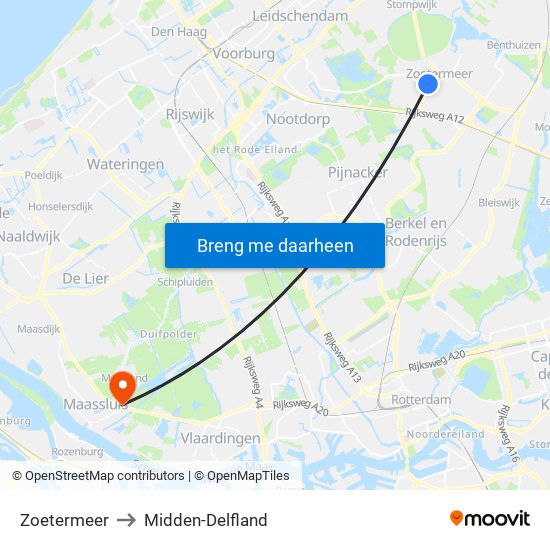 Zoetermeer to Midden-Delfland map