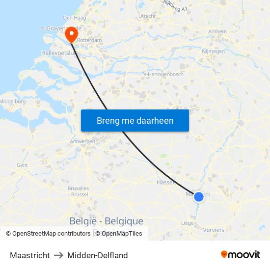 Maastricht to Midden-Delfland map