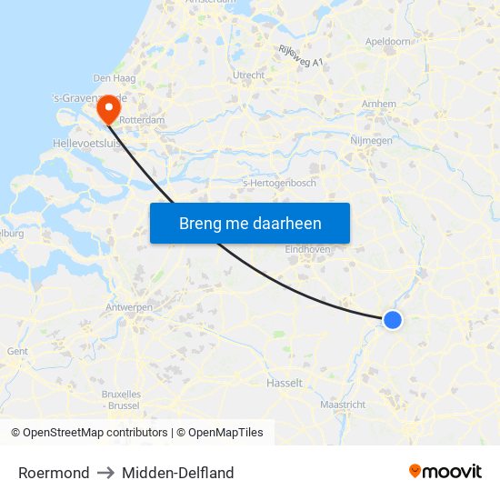 Roermond to Midden-Delfland map