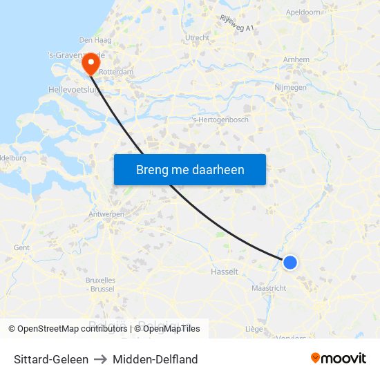 Sittard-Geleen to Midden-Delfland map
