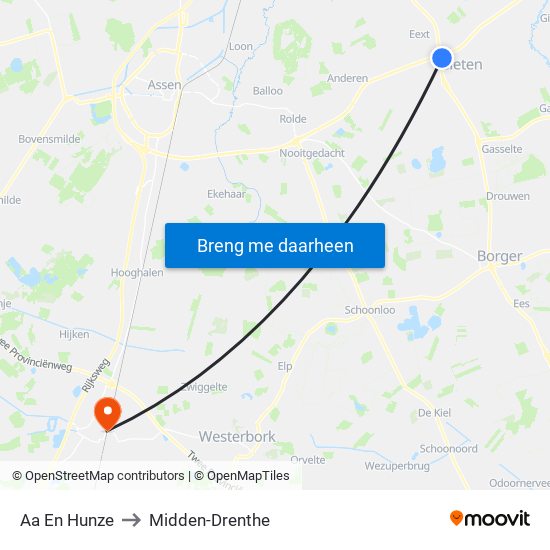 Aa En Hunze to Midden-Drenthe map