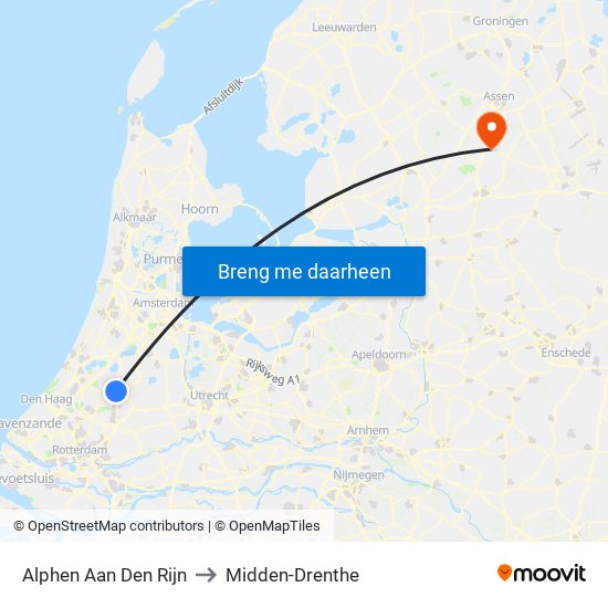 Alphen Aan Den Rijn to Midden-Drenthe map