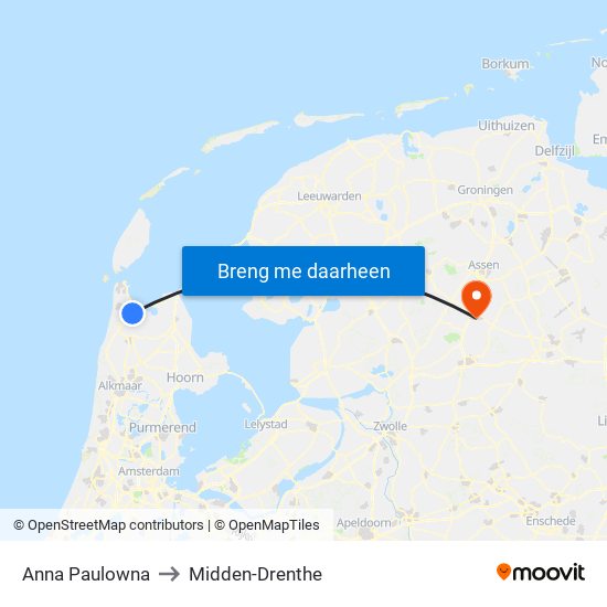 Anna Paulowna to Midden-Drenthe map