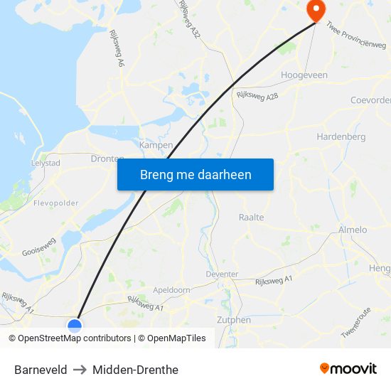 Barneveld to Midden-Drenthe map