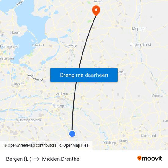 Bergen (L.) to Midden-Drenthe map