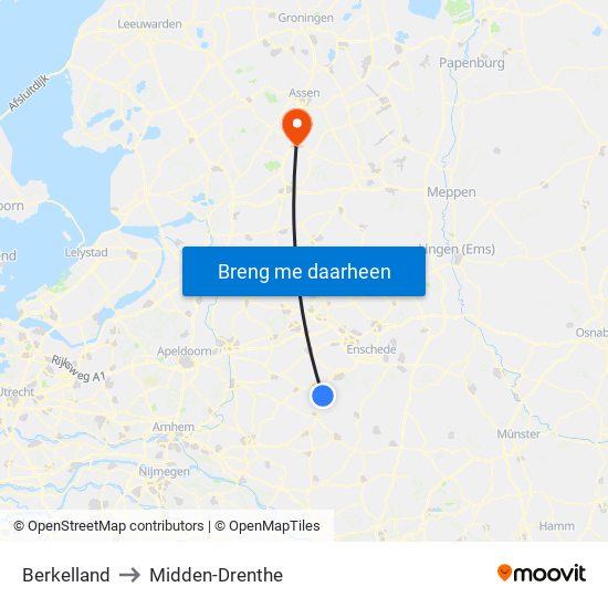 Berkelland to Midden-Drenthe map