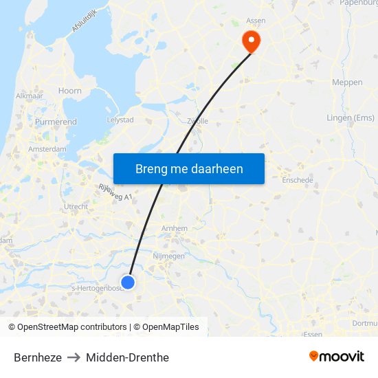 Bernheze to Midden-Drenthe map