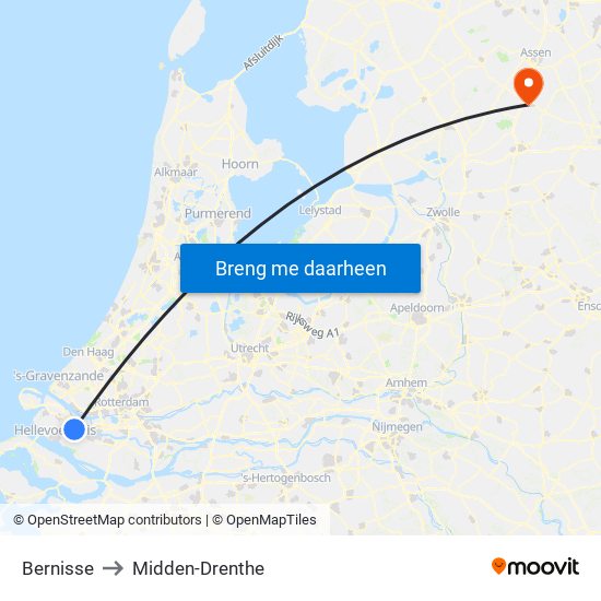 Bernisse to Midden-Drenthe map