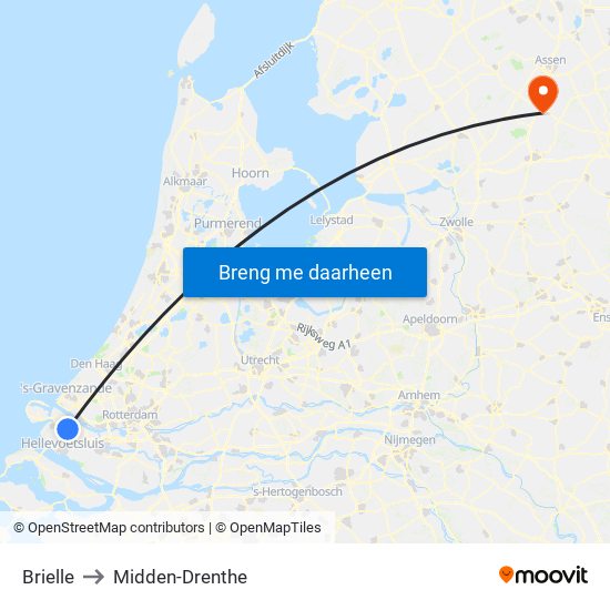 Brielle to Midden-Drenthe map