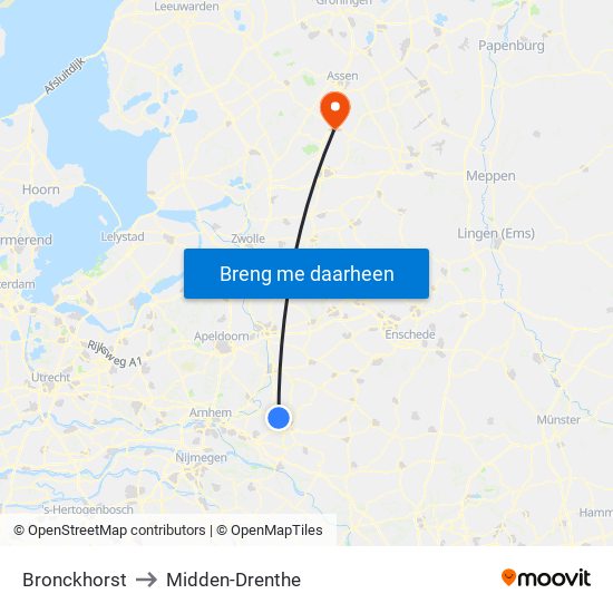 Bronckhorst to Midden-Drenthe map