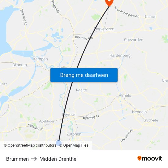 Brummen to Midden-Drenthe map
