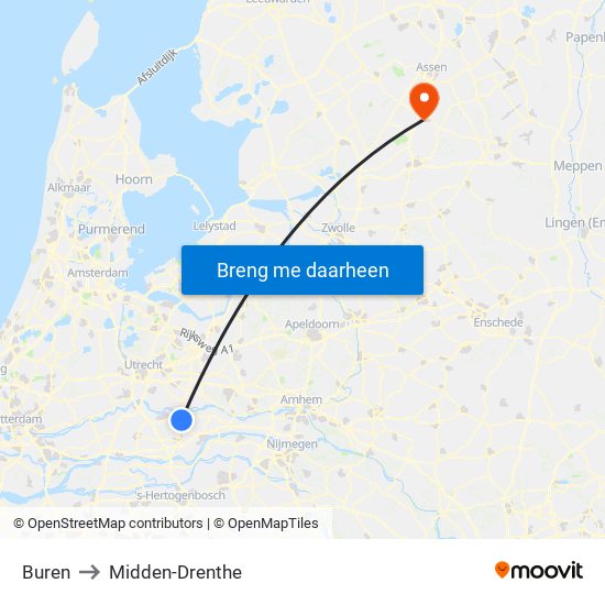 Buren to Midden-Drenthe map