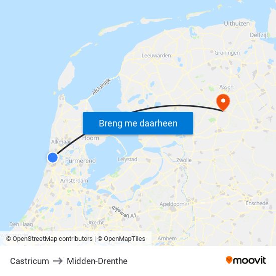 Castricum to Midden-Drenthe map
