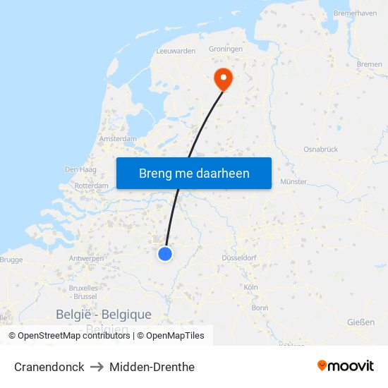 Cranendonck to Midden-Drenthe map