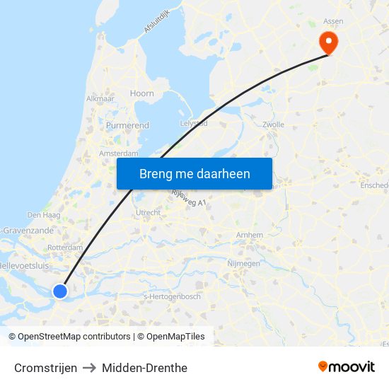 Cromstrijen to Midden-Drenthe map