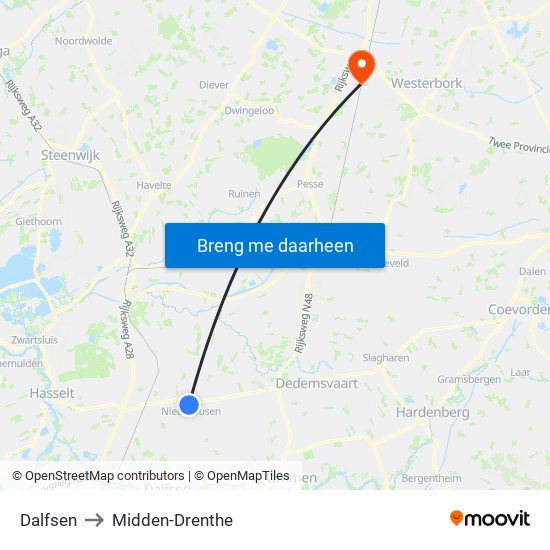 Dalfsen to Midden-Drenthe map