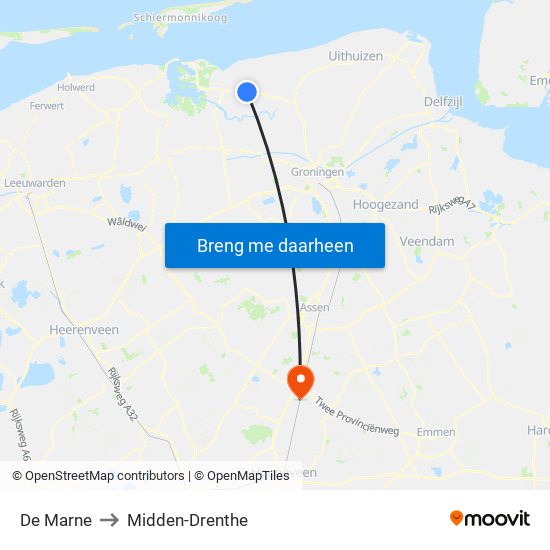De Marne to Midden-Drenthe map