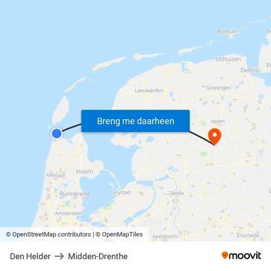 Den Helder to Midden-Drenthe map