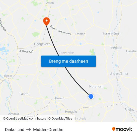 Dinkelland to Midden-Drenthe map