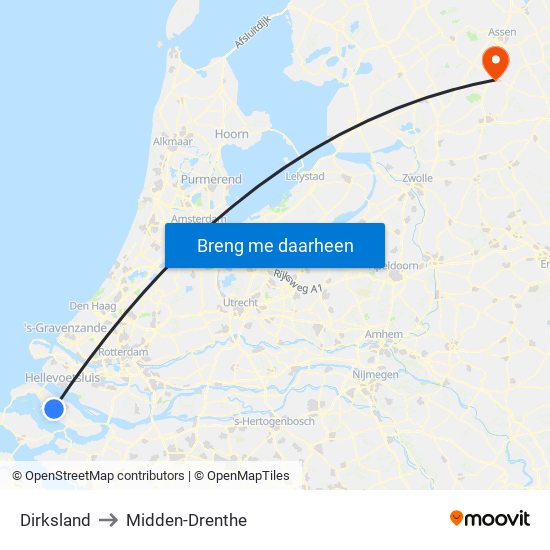 Dirksland to Midden-Drenthe map