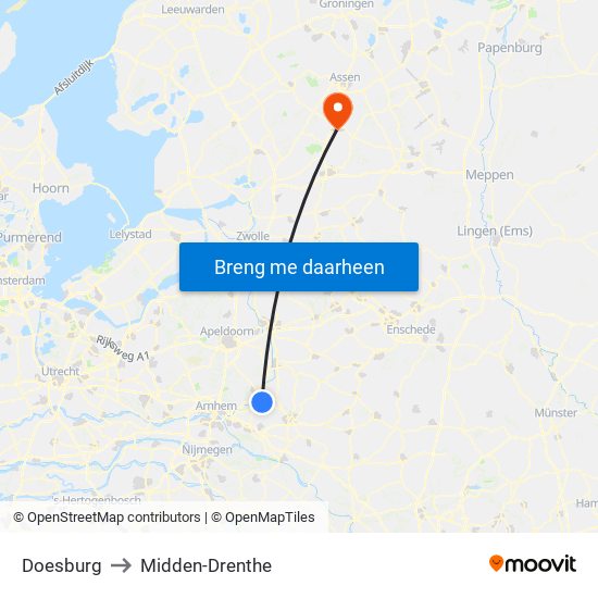 Doesburg to Midden-Drenthe map