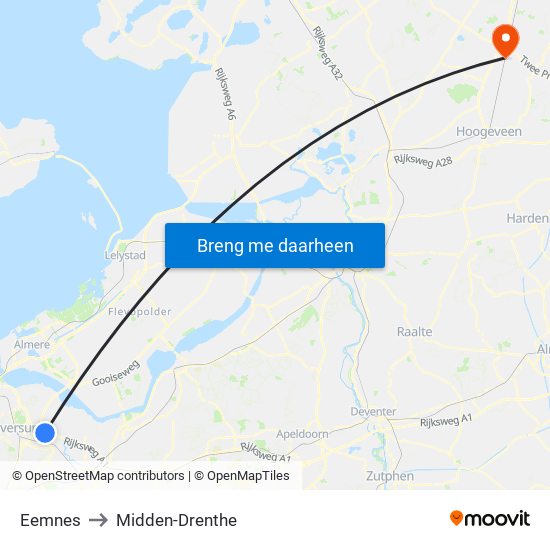 Eemnes to Midden-Drenthe map