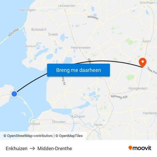 Enkhuizen to Midden-Drenthe map