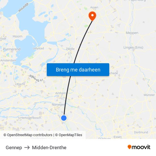 Gennep to Midden-Drenthe map