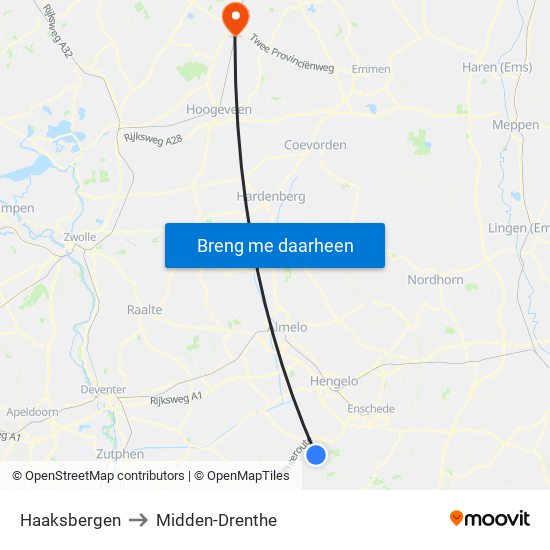 Haaksbergen to Midden-Drenthe map