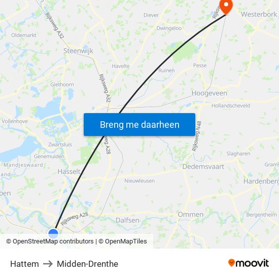 Hattem to Midden-Drenthe map